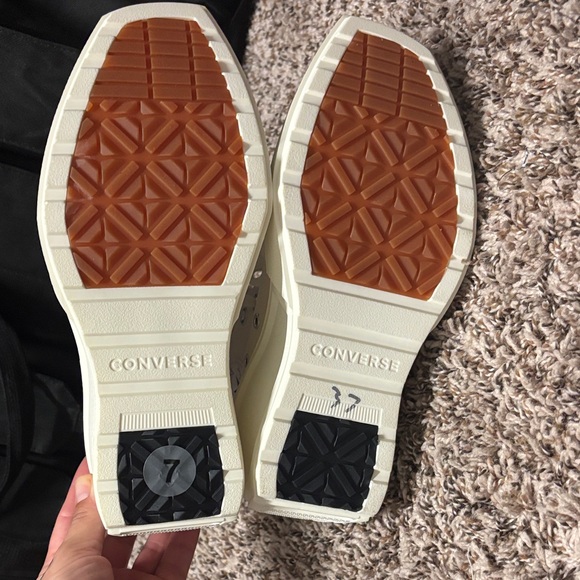 Converse Women's Off-White High-Top Wedge Sneakers - Picture 4 of 6